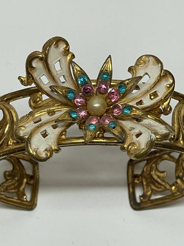 Rhinestone and Enamel Bow Gold Cuff Bloomers and Frocks